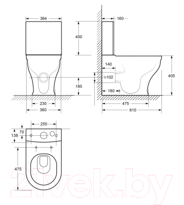 Унитаз напольный Cezares CZR-165-CPR