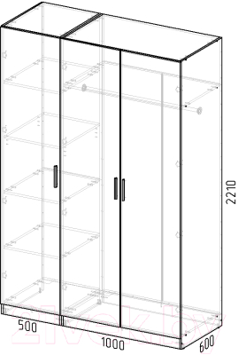 Шкаф Интермебель Марсель-1 / МР 01-01 (дуб крафт золотой)
