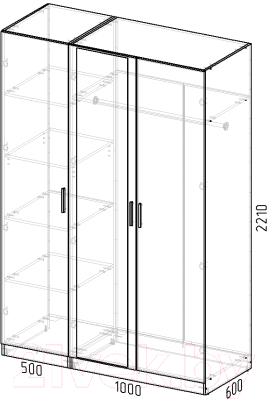 Шкаф Интермебель Марсель-2 / МР 01-02 (дуб крафт золотой)