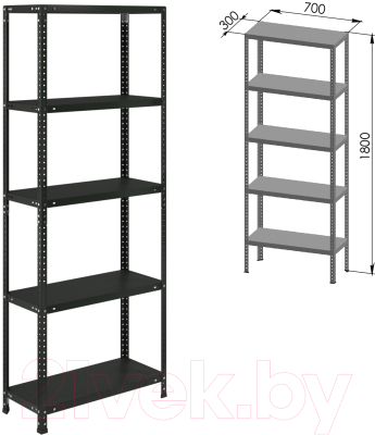 Стеллаж металлический Brabix Ms Kd-185/30/70-5 / 291267