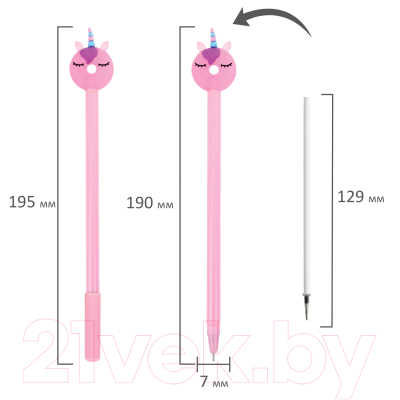 Ручка шариковая Юнландия Единорог-пончик / 143803