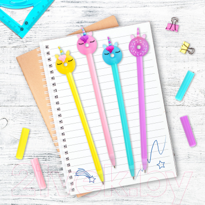 Ручка шариковая Юнландия Единорог-пончик / 143803