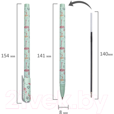 Ручка шариковая Brauberg Soft Touch Stick Flamingo / 143705