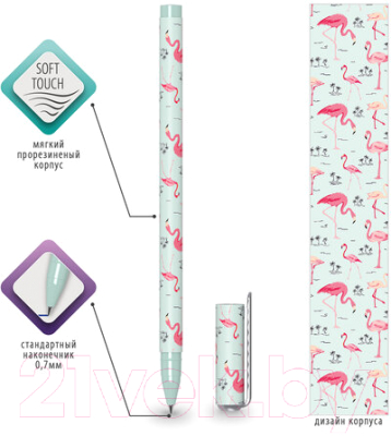 Ручка шариковая Brauberg Soft Touch Stick Flamingo / 143705