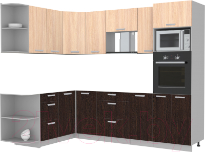 Готовая кухня Интерлиния Мила Лайт 1.68x2.6 левая без столешницы - фото