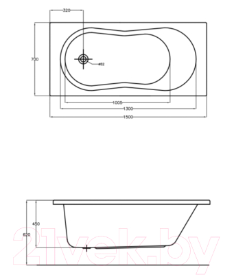 Ванна акриловая Cersanit Nike 150x70 (с ножками)