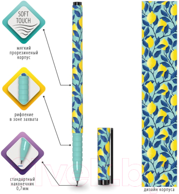 Ручка шариковая Brauberg Soft Touch Grip Citrus / 143717