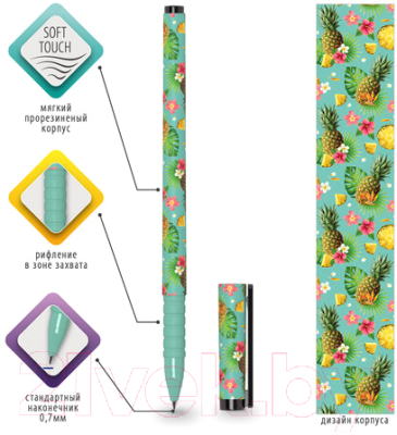 Ручка шариковая Brauberg Soft Touch Grip Pineapple / 143718