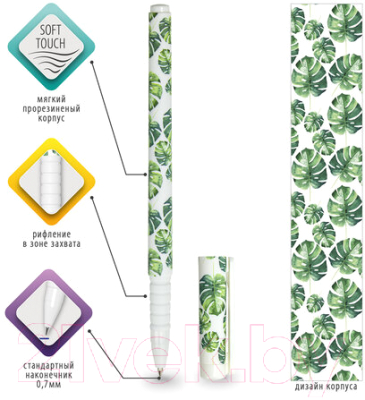 Ручка шариковая Brauberg Soft Touch Grip Tropic / 143719