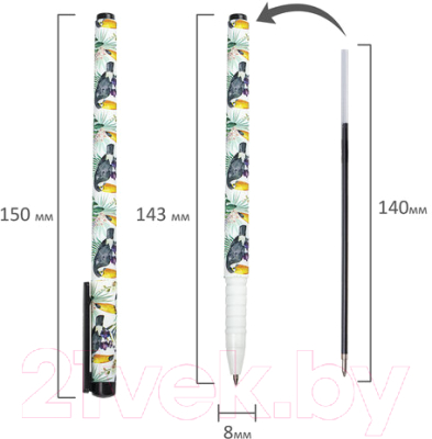 Ручка шариковая Brauberg Soft Touch Grip Toucan / 143720