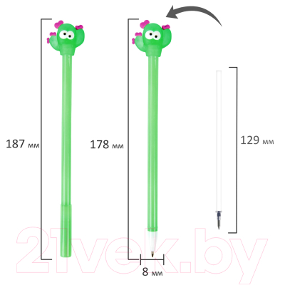 Ручка шариковая Юнландия Цветущий кактус / 143781