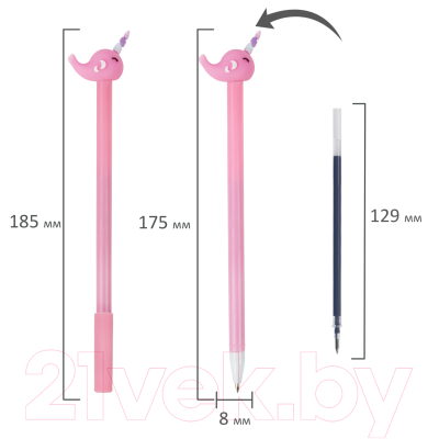 Ручка шариковая Юнландия Кит-Единорог / 143783