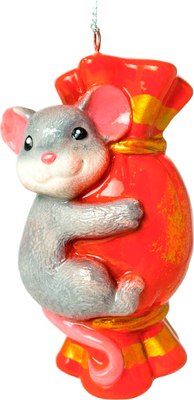 Елочная игрушка Грай Мышь с конфетой ЕГ-29 - фото
