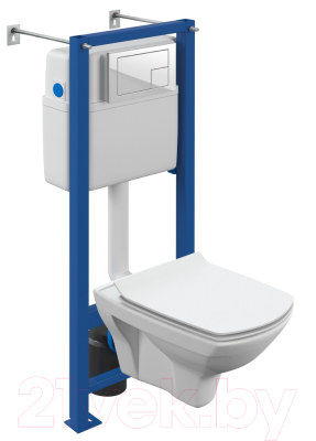 Унитаз подвесной с инсталляцией Cersanit Carina XL CO DPL EO / 64119 (с кнопкой смыва) - фото