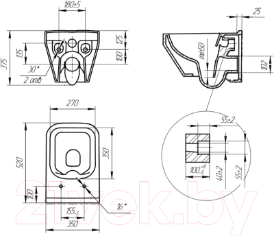Унитаз подвесной Cersanit Crea Square Clean On / 63456