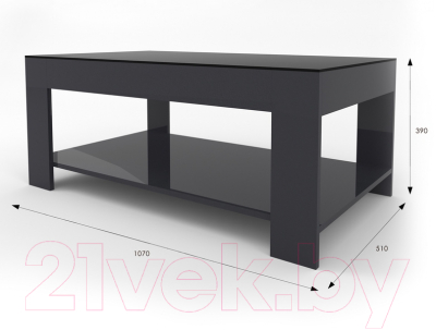 Журнальный столик Мебелик BeautyStyle 26 (графит темный U961/стекло черное)