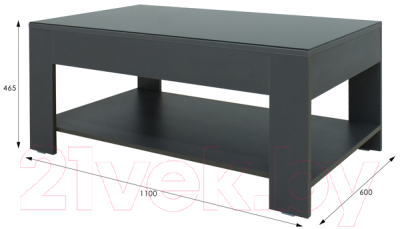Журнальный столик Мебелик BeautyStyle 26 (графит темный U961/стекло черное)