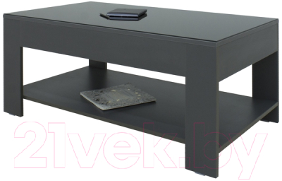 Журнальный столик Мебелик BeautyStyle 26 (графит темный U961/стекло черное)