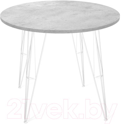 Обеденный стол Sheffilton SHT-TU10/90 ЛДСП (белый/бетон чикаго светло-серый) - фото