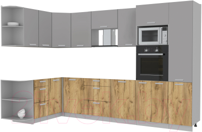 Готовая кухня Интерлиния Мила Лайт 1.68x3.2 левая без столешницы - фото