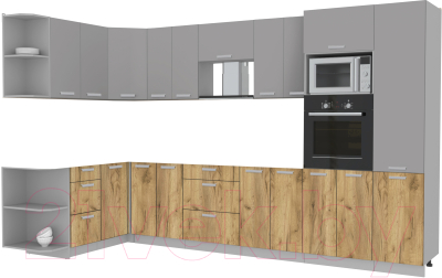 Готовая кухня Интерлиния Мила Лайт 1.68x3.4 левая без столешницы - фото