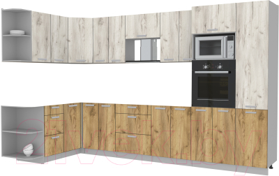 Готовая кухня Интерлиния Мила Лайт 1.68x3.4 левая без столешницы - фото