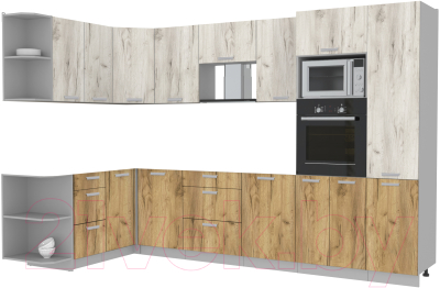 Готовая кухня Интерлиния Мила Лайт 1.68x3.2 левая без столешницы - фото