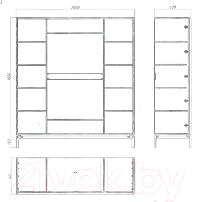 Шкаф Молодечномебель Брюгге D4 / ВМФ-1700