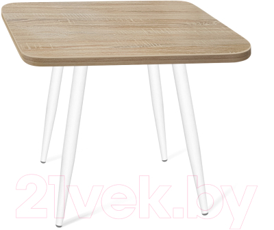 Обеденный стол Sheffilton SHT-TU14/60/60 ЛДСП (белый муар/дуб сонома) - фото