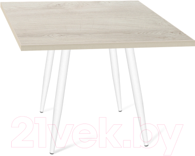 Обеденный стол Sheffilton SHT-TU14/80/80 ЛДСП (белый муар/дуб выбеленный) - фото