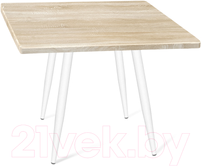 Обеденный стол Sheffilton SHT-TU14/80/80 МДФ (белый муар/дуб сонома светлый) - фото