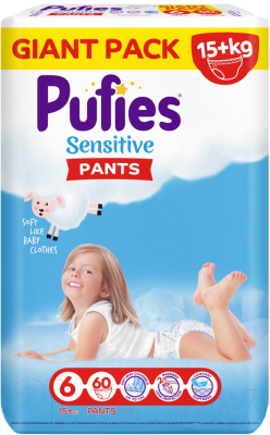 Подгузники-трусики детские Pufies Pants Sensitive Extra Large 15+кг - фото