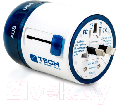 Адаптер питания сетевой Travel Blue USB Sliding Adaptor / 270_BLU