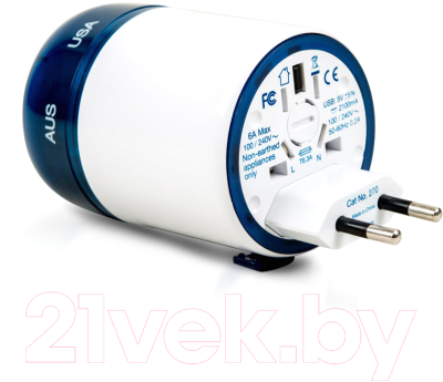 Адаптер питания сетевой Travel Blue USB Sliding Adaptor / 270_BLU