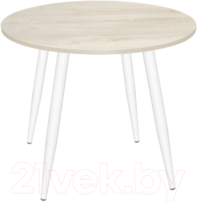 Обеденный стол Sheffilton SHT-TU14/80 ЛДСП (белый муар/дуб выбеленный) - фото