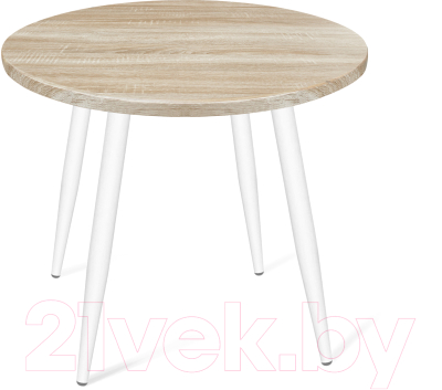 Обеденный стол Sheffilton SHT-TU14/80 МДФ (белый муар/дуб сонома светлый) - фото