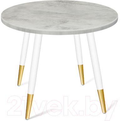 Обеденный стол Sheffilton SHT-TU14/80 МДФ (белый муар/золото/бетон светлый) - фото