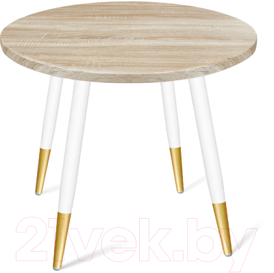 Обеденный стол Sheffilton SHT-TU14/80 МДФ (белый муар/золото/дуб сонома светлый) - фото