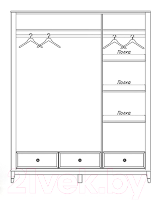 Шкаф Молодечномебель Nevada B3D3 / ВМФ-1925