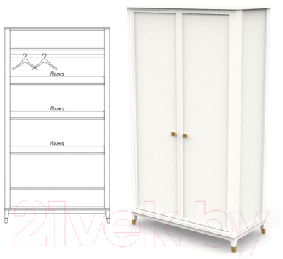 Шкаф Молодечномебель Nevada D2 / ВМФ-1919