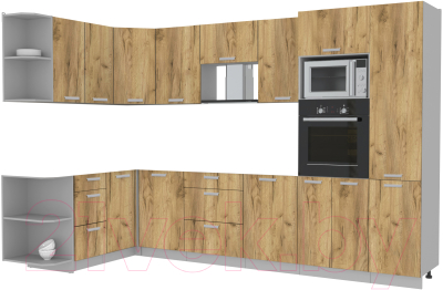 Готовая кухня Интерлиния Мила Лайт 1.68x3.2 левая без столешницы - фото