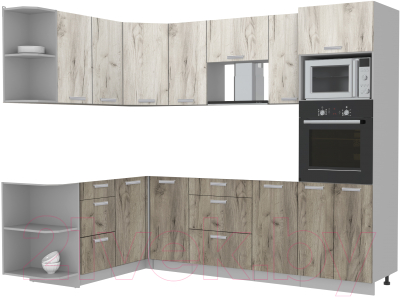 Готовая кухня Интерлиния Мила Лайт 1.68x2.6 левая без столешницы - фото