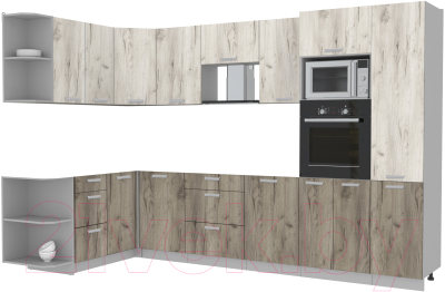 Готовая кухня Интерлиния Мила Лайт 1.68x3.2 левая без столешницы - фото