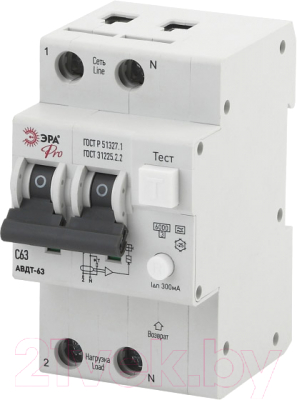 Дифференциальный автомат ЭРА Pro NO-902-17 АВДТ 63 C63 300мА 1P+N тип A / Б0031867 - фото