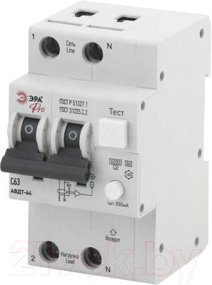 Дифференциальный автомат ЭРА Pro NO-902-20 АВДТ 64 C63 300мА 1P+N тип A / Б0031870 - фото