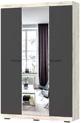 Шкаф Памир Соната ШСЗ-1300 (крафт белый/антрацит) - фото