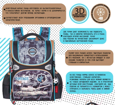 Школьный рюкзак Across ACR22-191-5