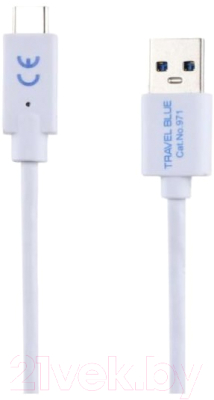 Зарядный кабель Travel Blue USB Type-C Cable / 971_WHT - фото