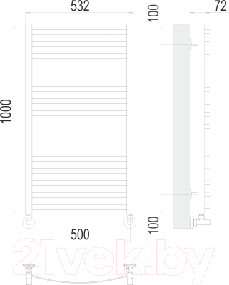 Полотенцесушитель водяной Terminus Авиэль П12 500x1000