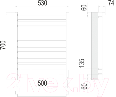Полотенцесушитель электрический Terminus Сицилия П9 500x700